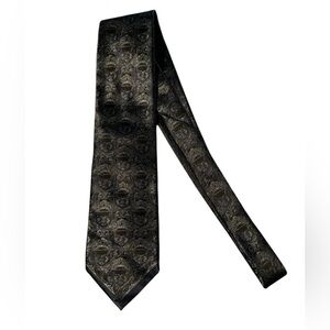 Vintage Gianfranco Ferré Dark Navy Silk Jacquard Tie 1990s Italy 3.75” Wide